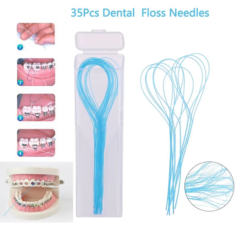 35 Piece Dental Floss Threaders Set Orthodontic Braces Wire Needle Holders For Easy Cleaning 0