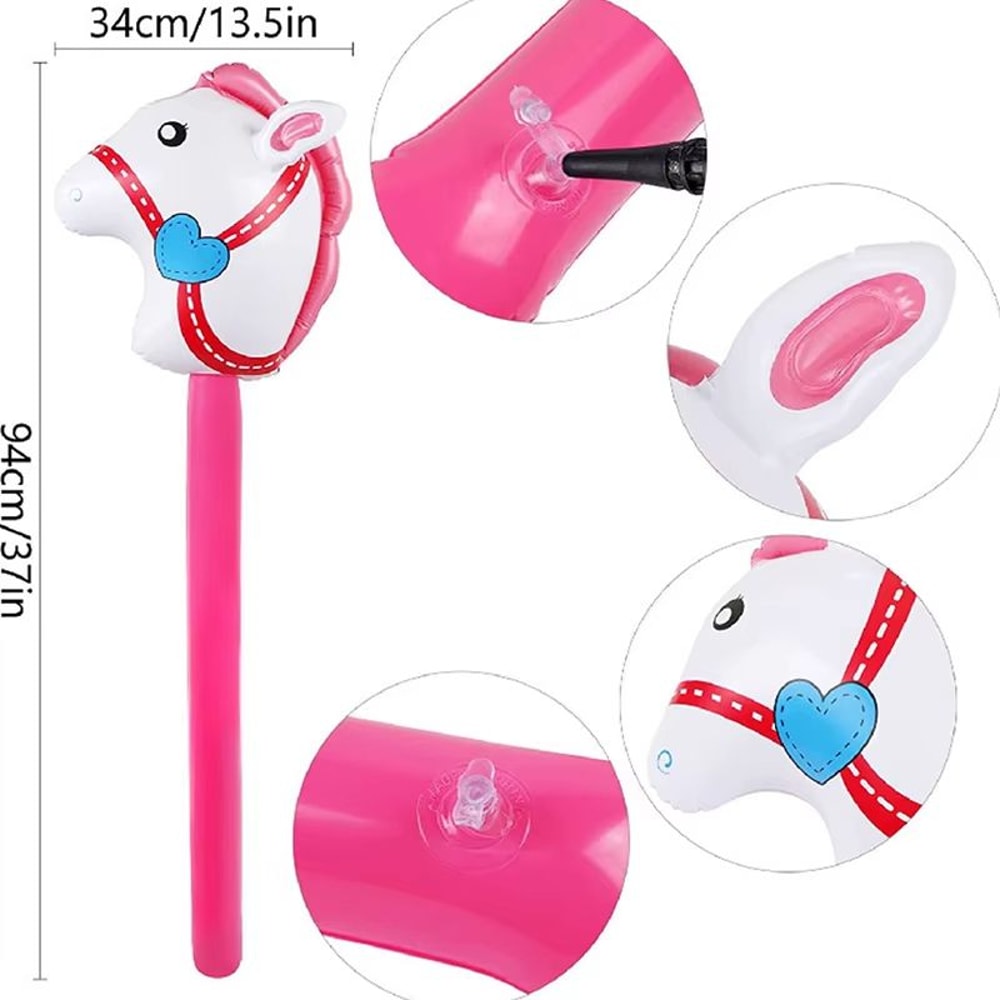 Inflatable Stick Horse Head Pony Balloon Toy Farm Animal Party Decoration For Kids And Events 1