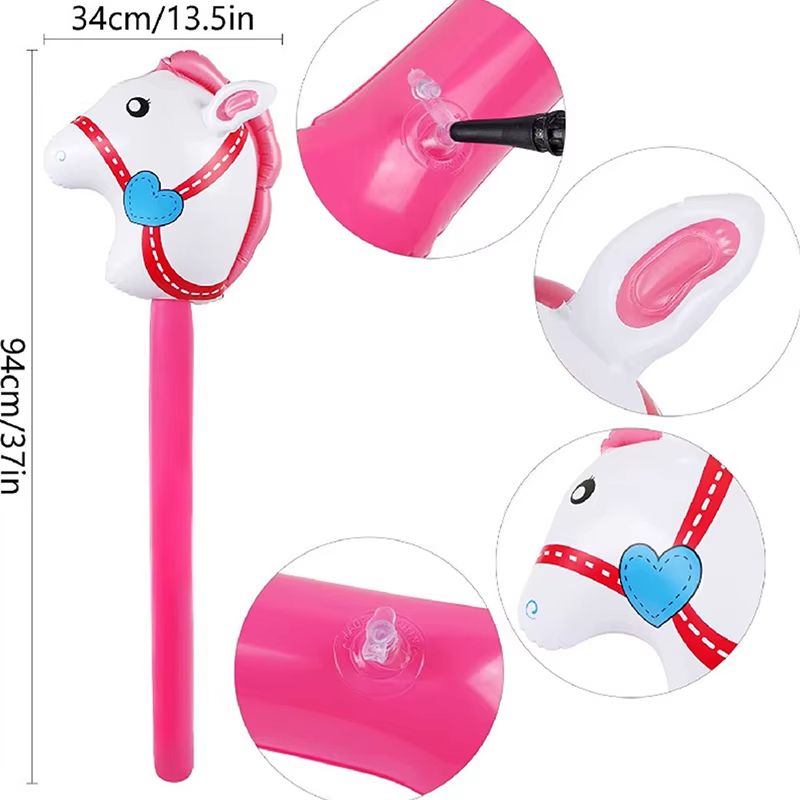 Inflatable Stick Horse Head Pony Balloon Toy Farm Animal Party Decoration For Kids And Events 1