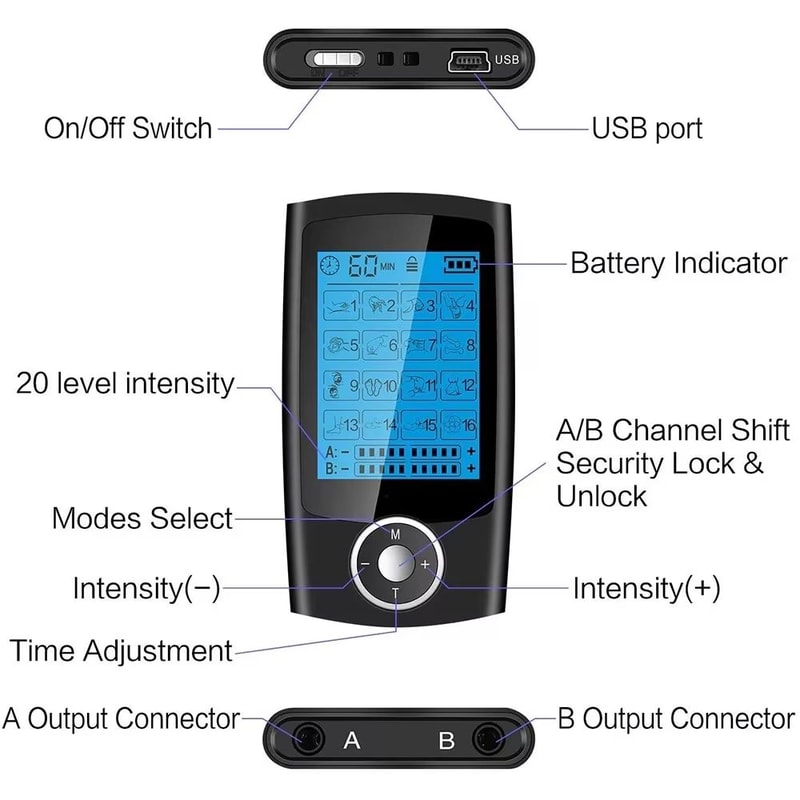 16 Mode Electric TENS EMS Muscle Stimulator Digital Therapy Massager For Pain Relief And Body Relax 4