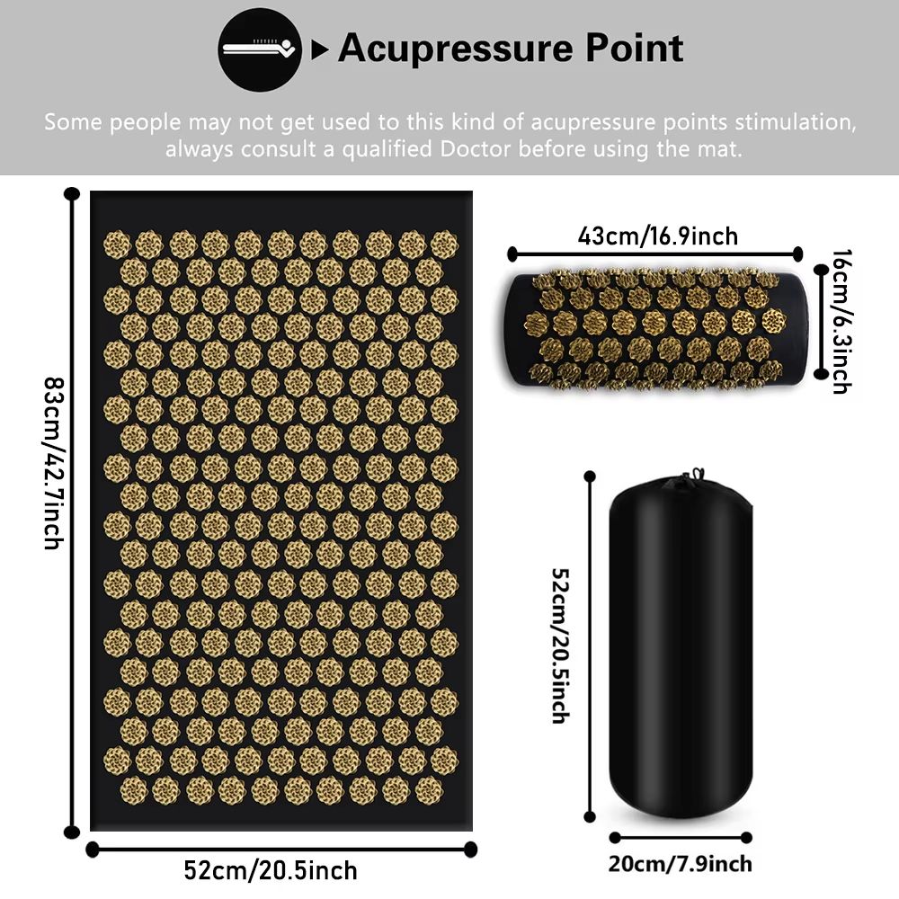 Acupressure Yoga Mat With Spike Cushion Kuznetsov Style Applicator For Full Body Massage And Fitnes 4