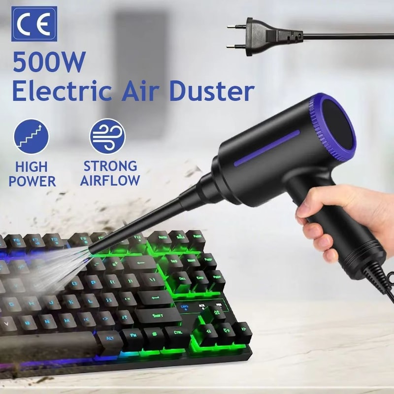 500W Electric Compressed Air Duster Blower For PC Keyboard Cleaning And Inflatable Air Pump 0