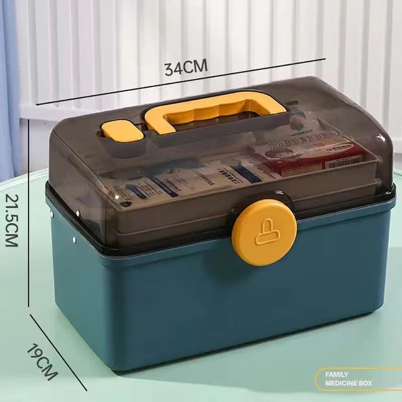 3 Layer Large Capacity Family Medicine Organizer Portable First Aid Storage Box With Handle 9