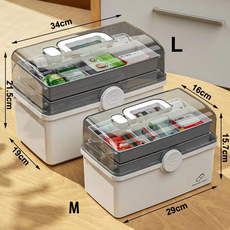 3 Layer Large Capacity Family Medicine Organizer Portable First Aid Storage Box With Handle 5