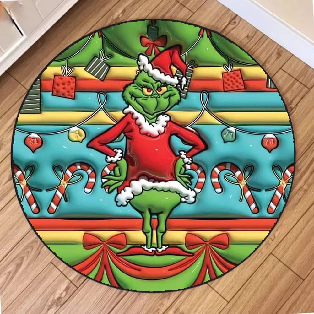 Christmas Frog Printed Circular Carpet Decorative Round Rug For Living Room And Bedroom 9