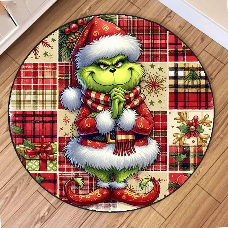 Christmas Frog Printed Circular Carpet Decorative Round Rug For Living Room And Bedroom 2