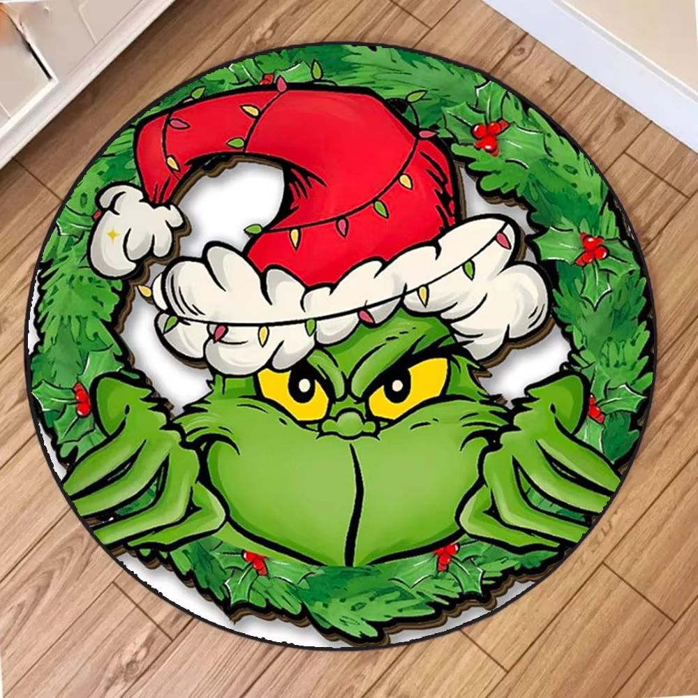 Christmas Frog Printed Circular Carpet Decorative Round Rug For Living Room And Bedroom 6