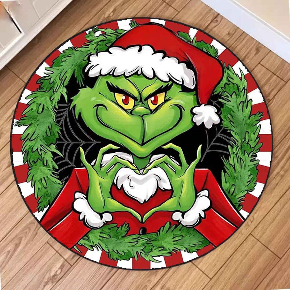 Christmas Frog Printed Circular Carpet Decorative Round Rug For Living Room And Bedroom 8