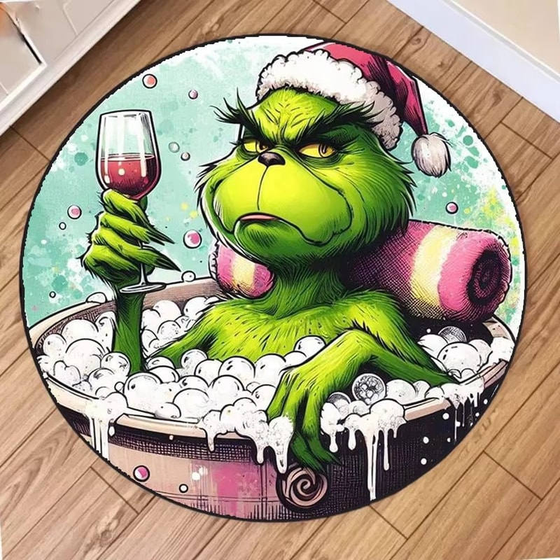 Christmas Frog Printed Circular Carpet Decorative Round Rug For Living Room And Bedroom 12