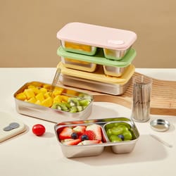 worthbuy portable 304 stainless steel lunch box leak proof reusable bento box for kids and travel