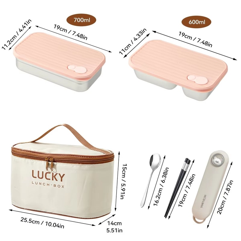 WORTHBUY Portable 304 Stainless Steel Lunch Box Leak Proof Reusable Bento Box For Kids And Travel 13