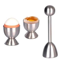 stainless steel egg shell opener egg topper cutter with cup holder for hard and soft boiled eggs