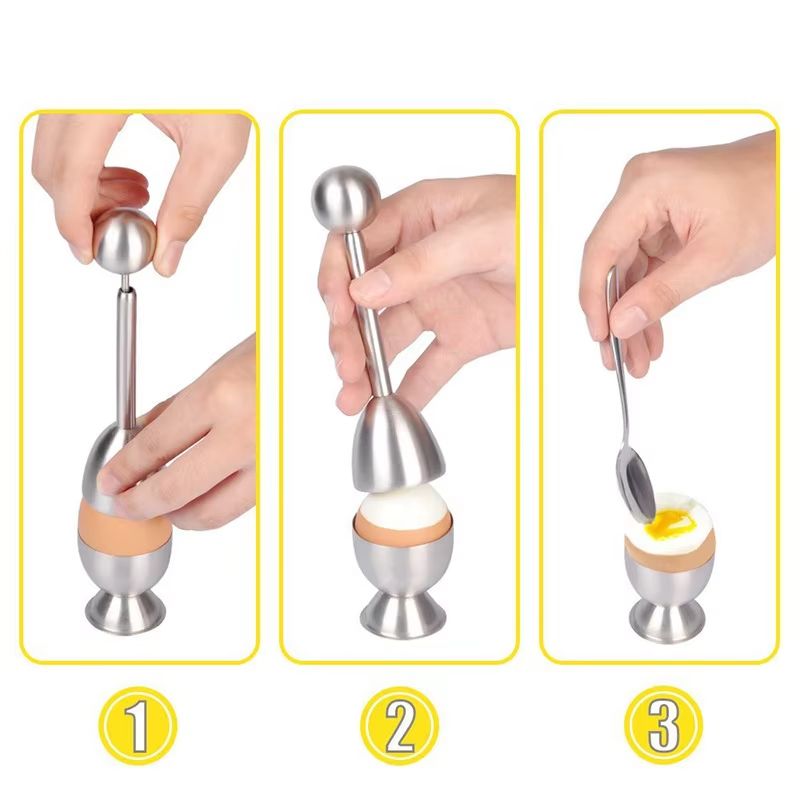 Stainless Steel Egg Shell Opener Egg Topper Cutter With Cup Holder For Hard And Soft Boiled Eggs 1