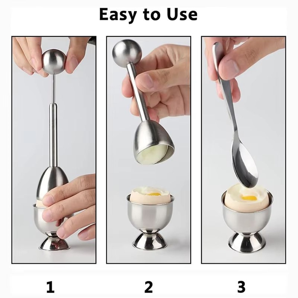 Stainless Steel Egg Shell Opener Egg Cup And Separator Tool For Hard And Soft Boiled Eggs 2