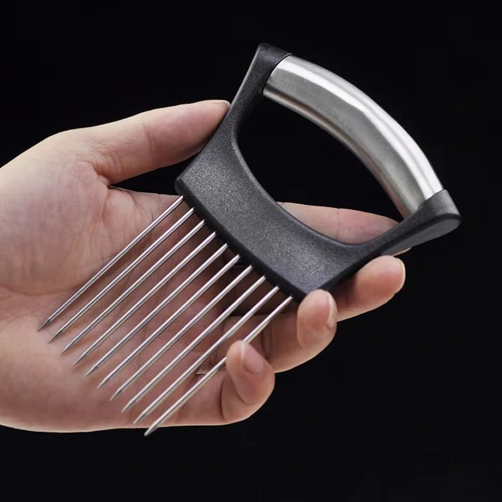 Stainless Steel Onion Cutter Vegetable Slicer And Chopping Holder For Safe Kitchen Prep 3