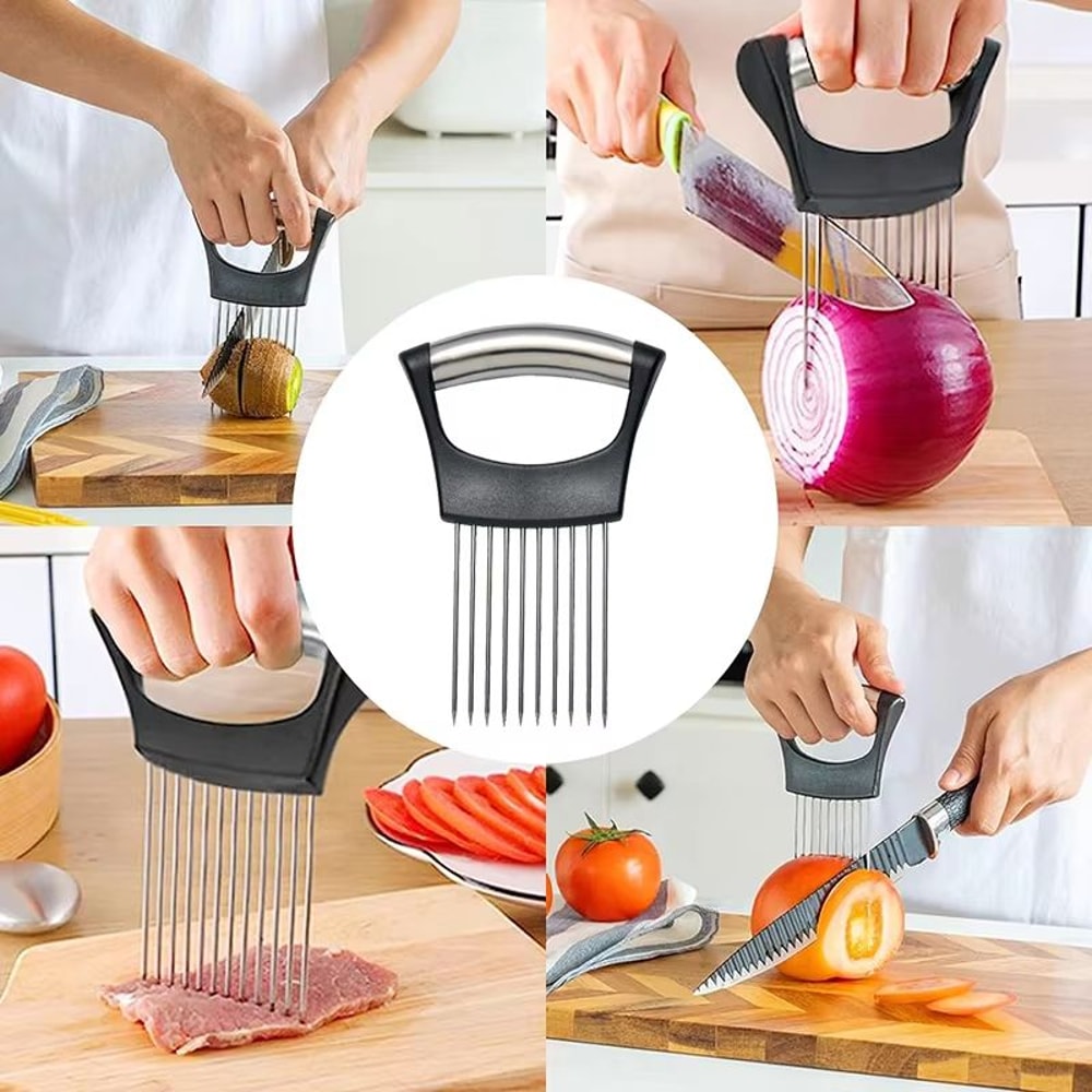 Stainless Steel Onion Cutter Vegetable Slicer And Chopping Holder For Safe Kitchen Prep 5