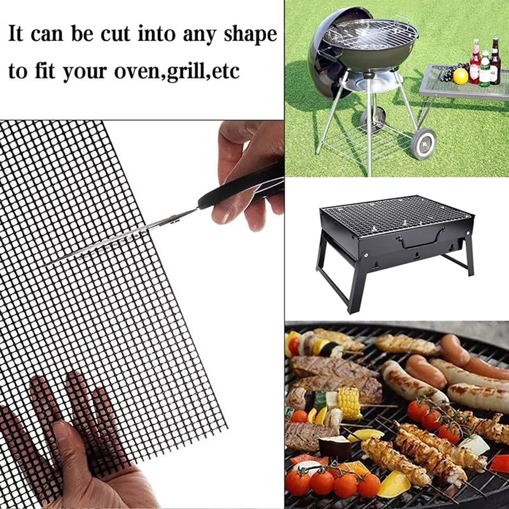 Reusable BBQ Grill Mat Non Stick Barbecue Mesh Sheet For Grilling Baking And Outdoor Cooking 2