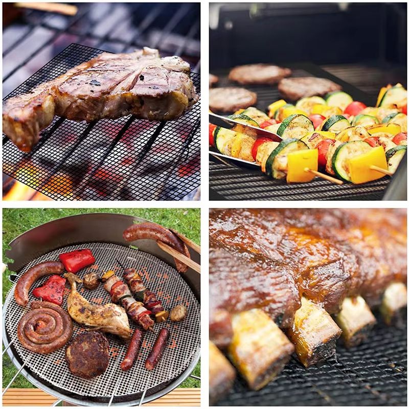 Reusable BBQ Grill Mat Non Stick Barbecue Mesh Sheet For Grilling Baking And Outdoor Cooking 3