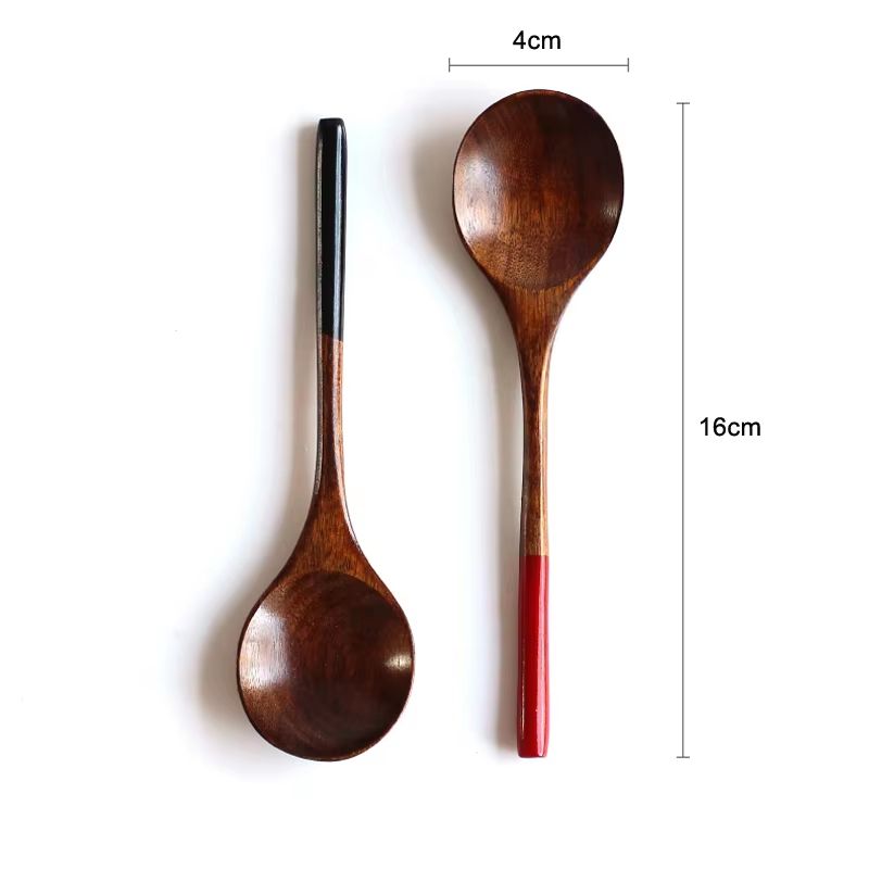 Japanese Style Wooden Spoon Set Small Dessert Soup And Coffee Spoons For Everyday Tableware 3