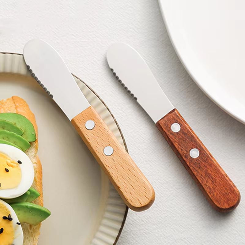 2 Piece Butter Knife Set Wooden Handle Jam And Cheese Spreaders For Kitchen And Kids Use 5
