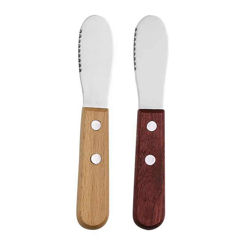 2 Piece Butter Knife Set Wooden Handle Jam And Cheese Spreaders For Kitchen And Kids Use 6
