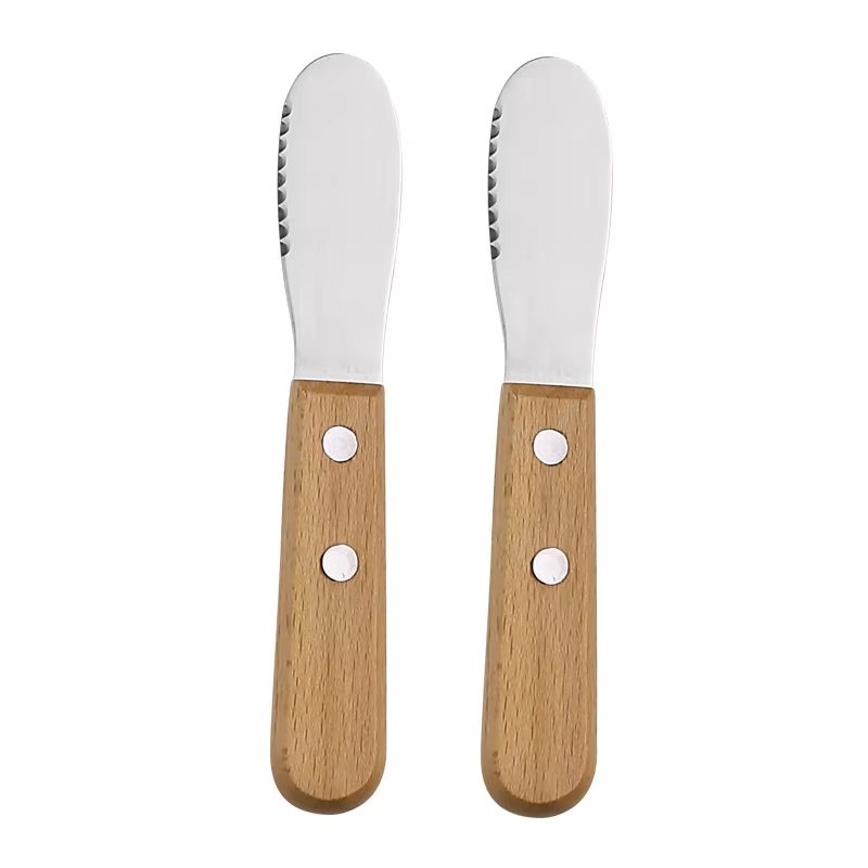 2 Piece Butter Knife Set Wooden Handle Jam And Cheese Spreaders For Kitchen And Kids Use 8