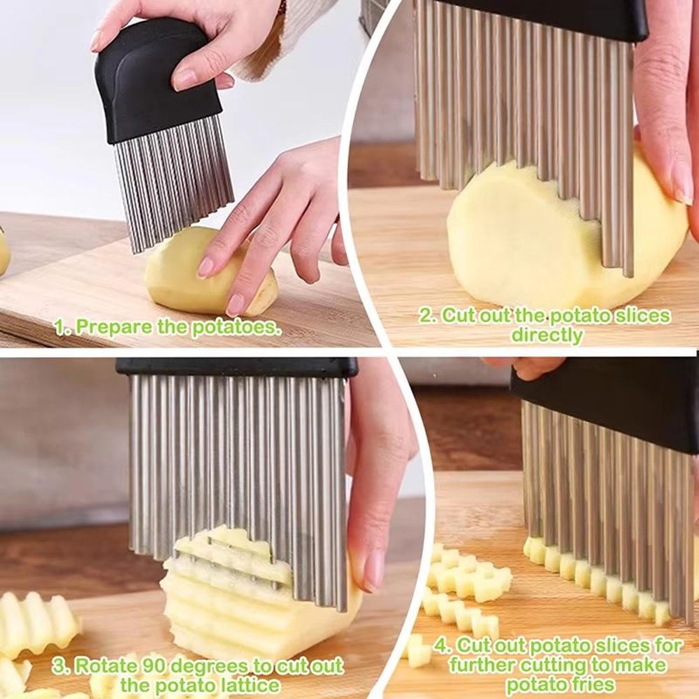 Stainless Steel Potato Cutter Slicer Crinkle Wavy French Fry And Vegetable Cutting Tool 5