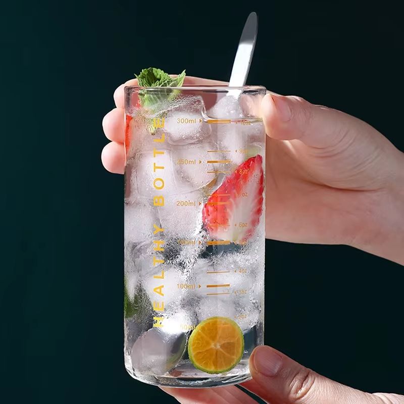 Graduated Glass Cup Clear Measuring Drinking Glass For Coffee Tea Milk And Juice 0