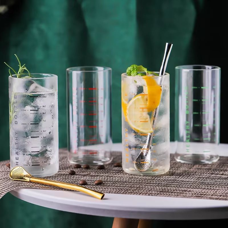 Graduated Glass Cup Clear Measuring Drinking Glass For Coffee Tea Milk And Juice 3