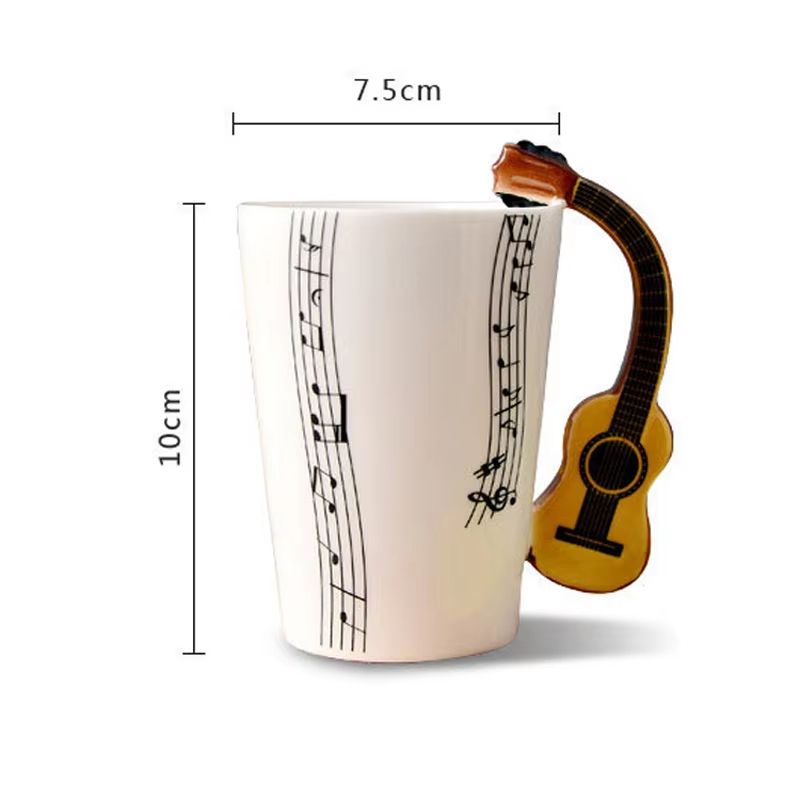Creative Guitar Shaped Ceramic Mug Porcelain Coffee And Tea Cup Unique Gift Drinkware 3