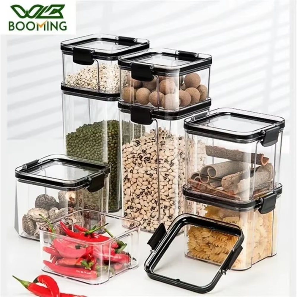 WBBOOMING Airtight Plastic Sealed Canisters Set With Four Capacity Options For Kitchen Food Storage 0