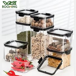 wbbooming airtight plastic sealed canisters set with four capacity options for kitchen food storage