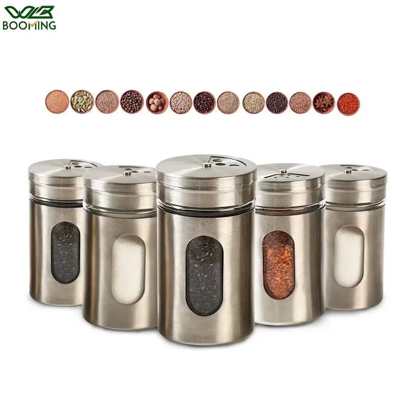 Stainless Steel Spice Storage Box And Condiment Shaker Jars Organizer For Cooking And BBQ Use 0