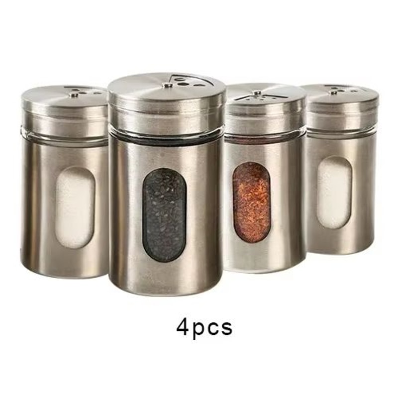 Stainless Steel Spice Storage Box And Condiment Shaker Jars Organizer For Cooking And BBQ Use 9