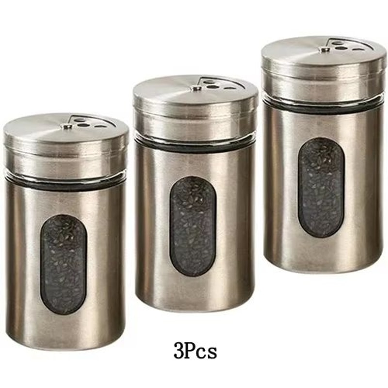 Stainless Steel Spice Storage Box And Condiment Shaker Jars Organizer For Cooking And BBQ Use 8