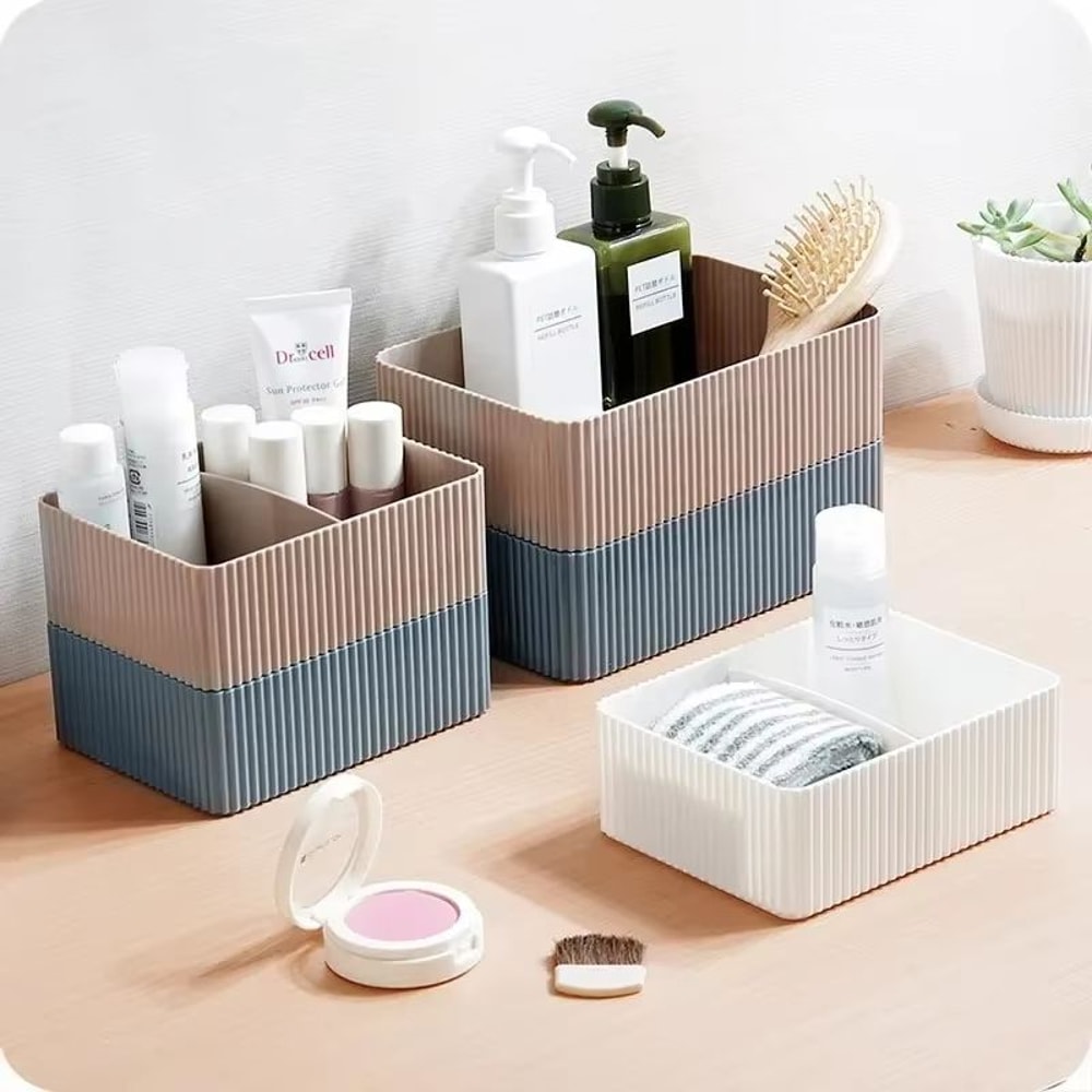 WBBOOMING Grid Desktop Storage Box Organizer For Makeup Bathroom Office And Closet Essentials 2