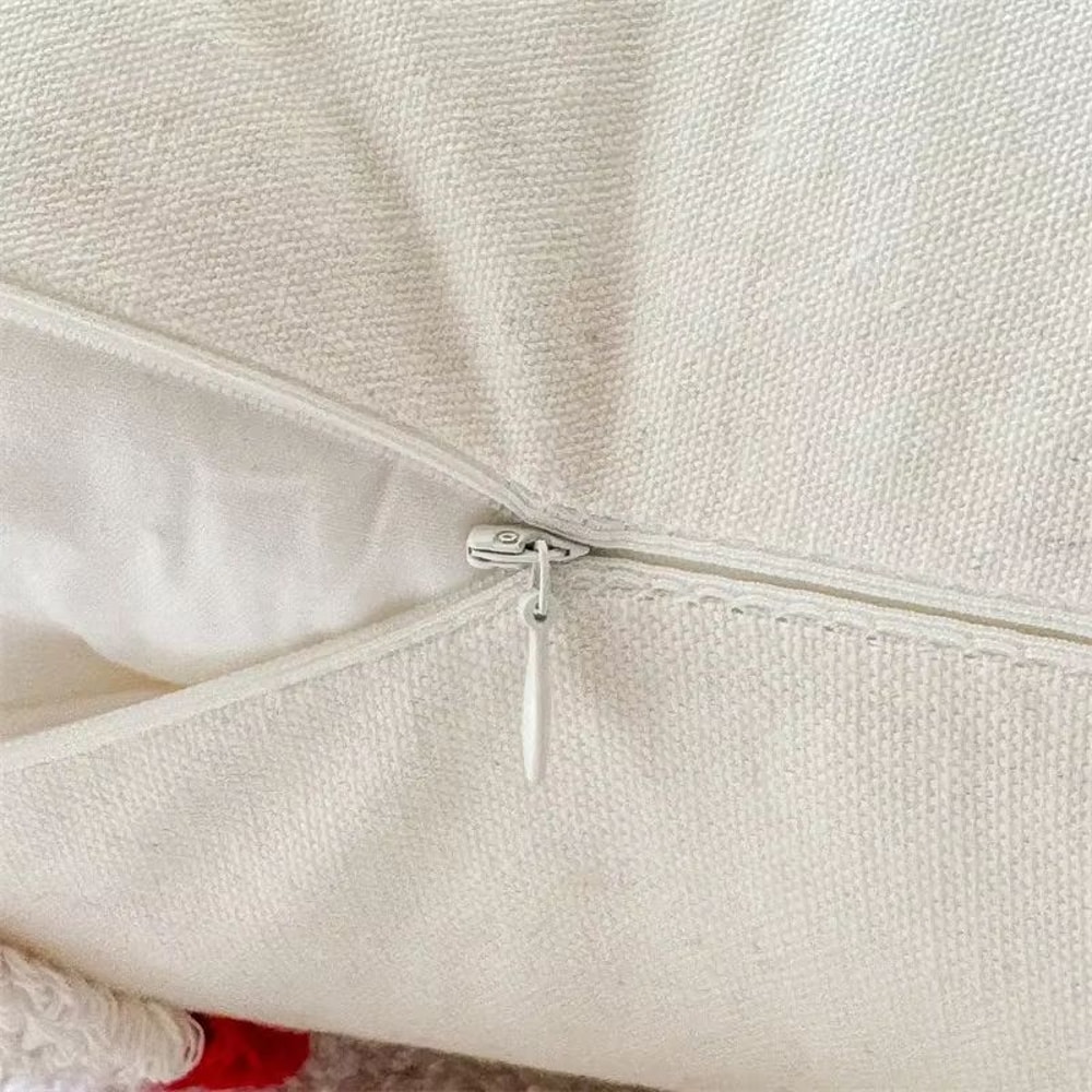 Christmas Plush Pillowcase With Hat And Candy Cane Pattern Hidden Zipper Holiday Decor Cover 4