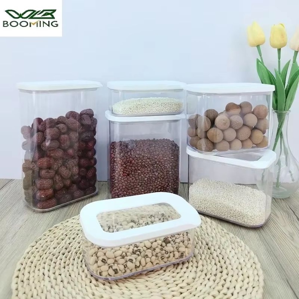 Airtight Plastic Sealed Storage Box Transparent Food Container For Coffee Beans And Cereal Organiza 0