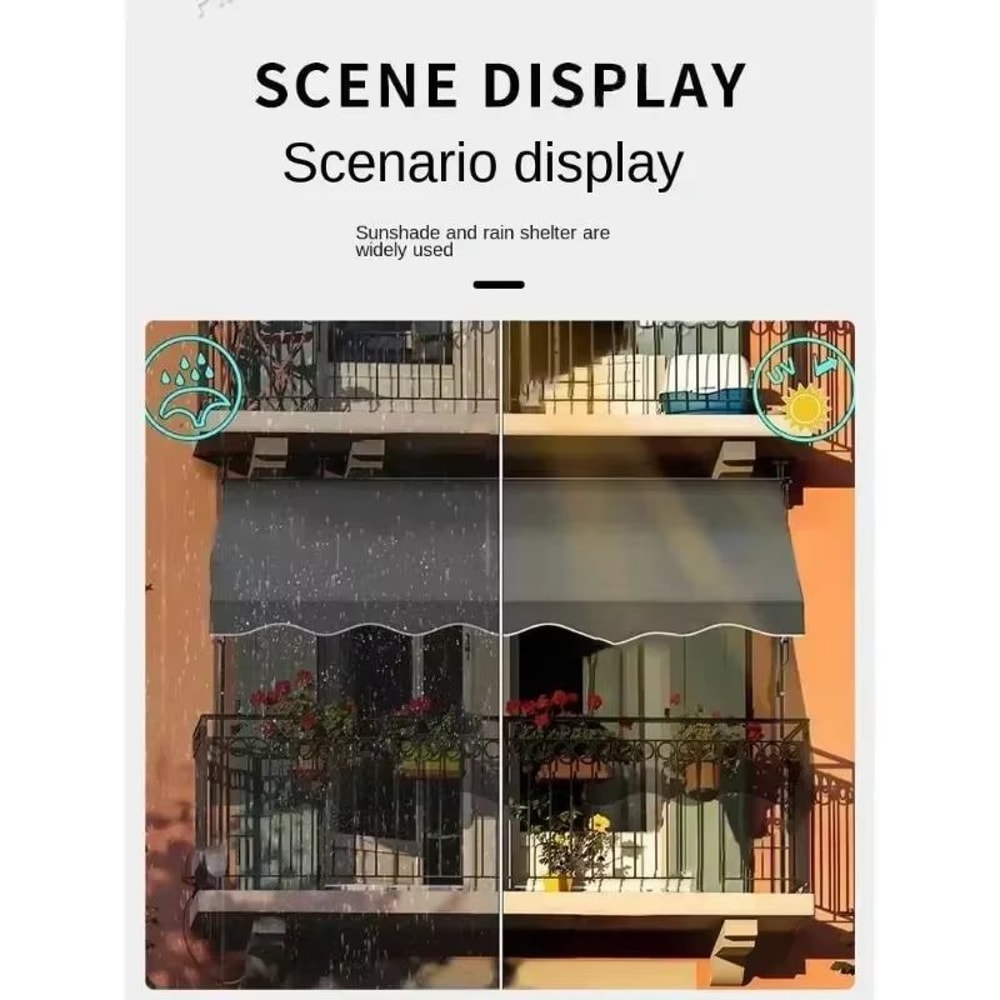 Folding Telescopic Vertical Awning Canopy For Balcony And Courtyard Rainproof Sunshade Pergola 3