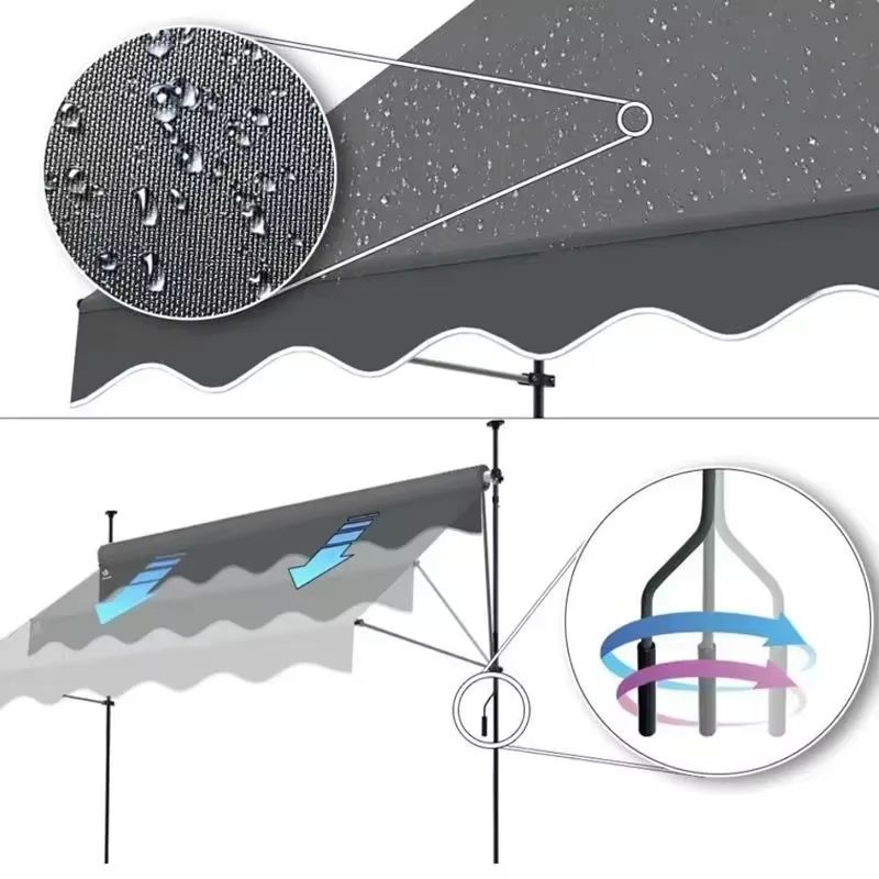 Folding Telescopic Vertical Awning Canopy For Balcony And Courtyard Rainproof Sunshade Pergola 5