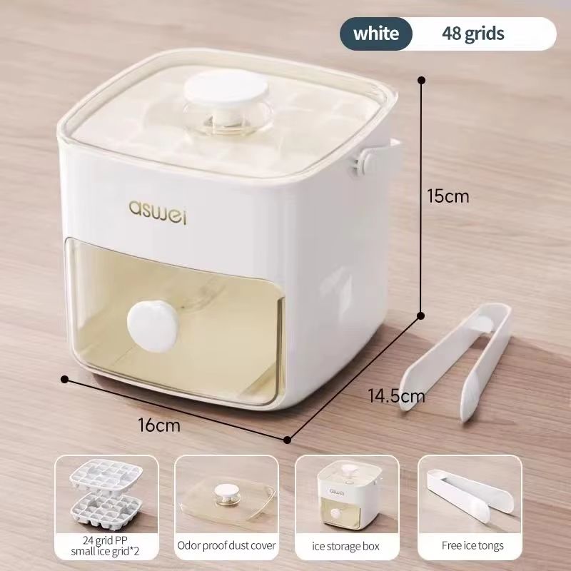 Large Capacity Pressing Ice Cube Mold With Double Layer Ice Storage Container For Home Use 6