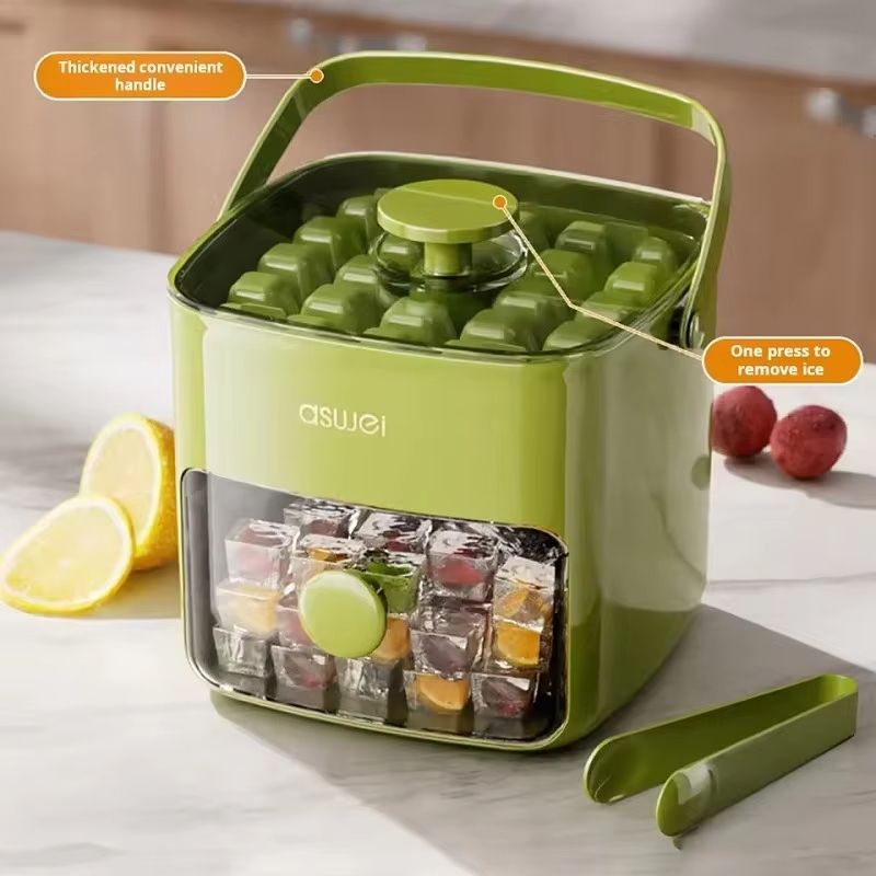 Large Capacity Pressing Ice Cube Mold With Double Layer Ice Storage Container For Home Use 7