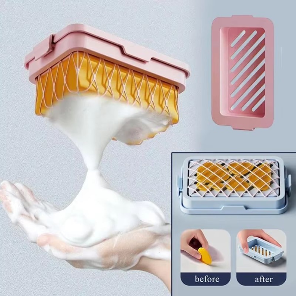 High Elastic Mesh Soap Foaming Box Anti Slip Draining Soap Storage Case For Laundry And Bath Use 0