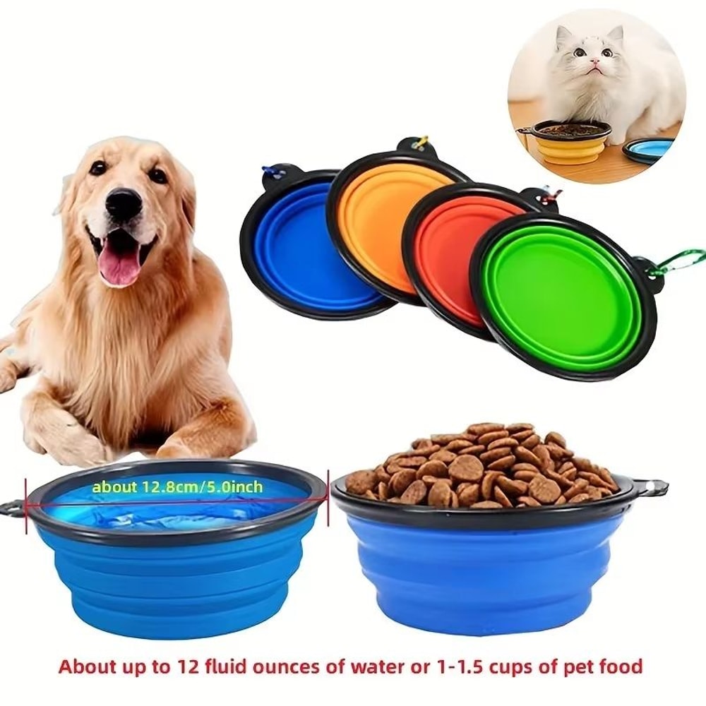 Portable Folding Pet Bowl For Cats And Dogs TPE Travel Food And Water Feeding Bowl 0