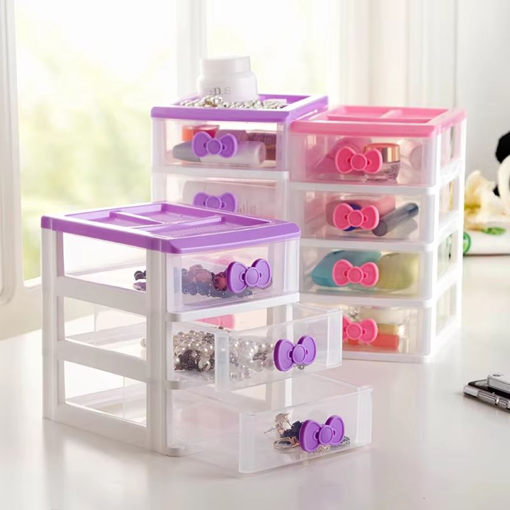 WBBOOMING Small Drawer Jewelry Storage Box Multi Layer Plastic Desktop Organizer For Cosmetics And 3