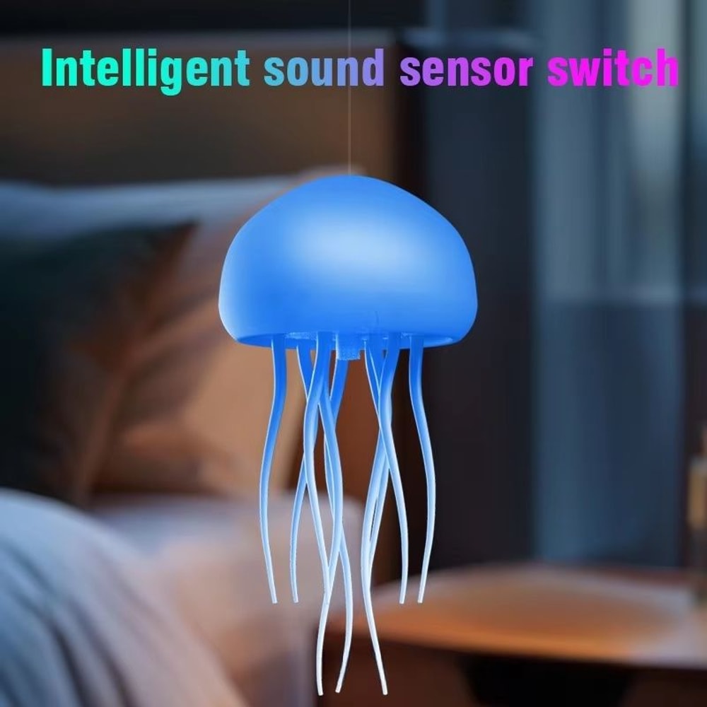 RGB Jellyfish Night Light With Gradient Lighting Voice Control Type C Rechargeable Bedside Lamp 2