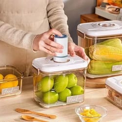 food grade vacuum sealed food storage box with draining design large capacity refrigerator container