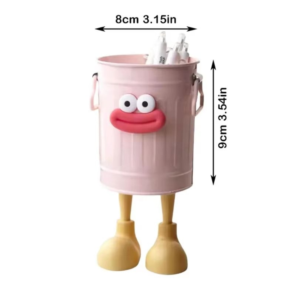 Cartoon Style Large Capacity Pen Holder Retro Desk Organizer Storage Bucket For Students And Office 5