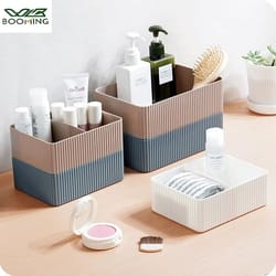 plastic grid desktop storage box organizer for makeup, office, bathroom, and closet essentials