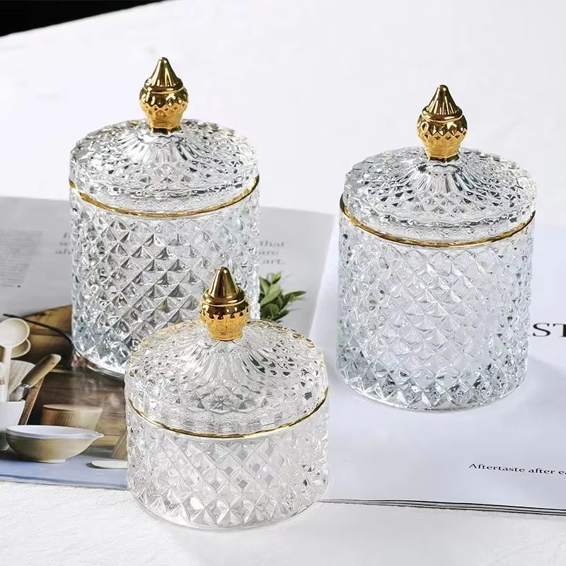 Crystal Glass Jewelry Organizer Storage Jar For Cosmetics Tea Candy Coffee And Seasonings 5